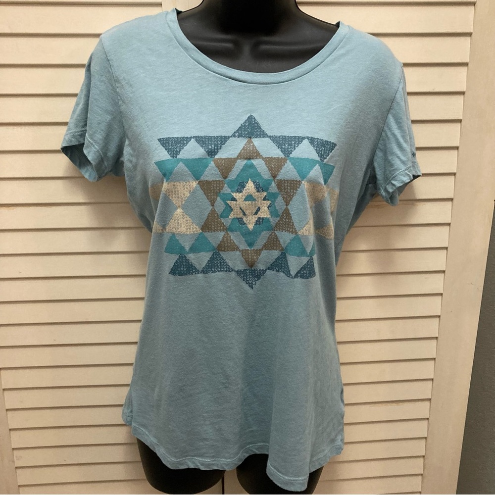 Columbia blue Aztec patterned soft lightweight T-shirt